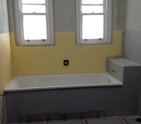 Bath installed and waterproofed