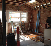 Solid brick extension before plaster