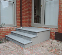 Stairs are complete with bluestone pavers